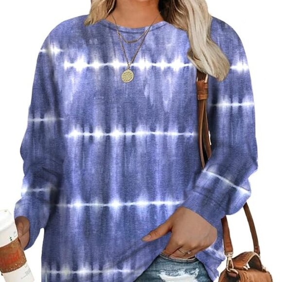 DOLNINE Plus-Size Women's 14W-20W Casual Sweatshirt Top Side Slit Pullover Shirt - Picture 1 of 12